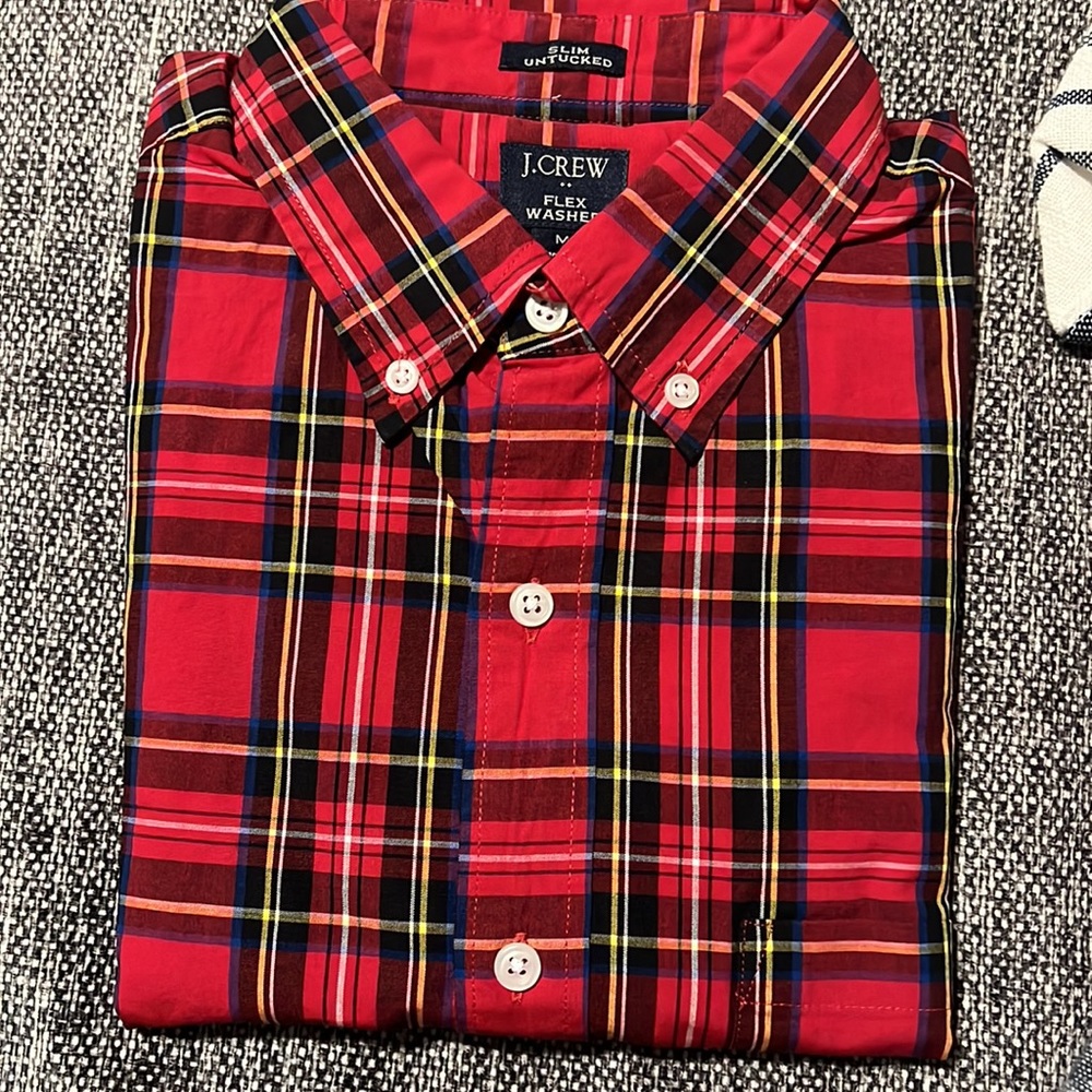 NWT J Crew Holiday tartan slim Untucked-fit flex casual shirt